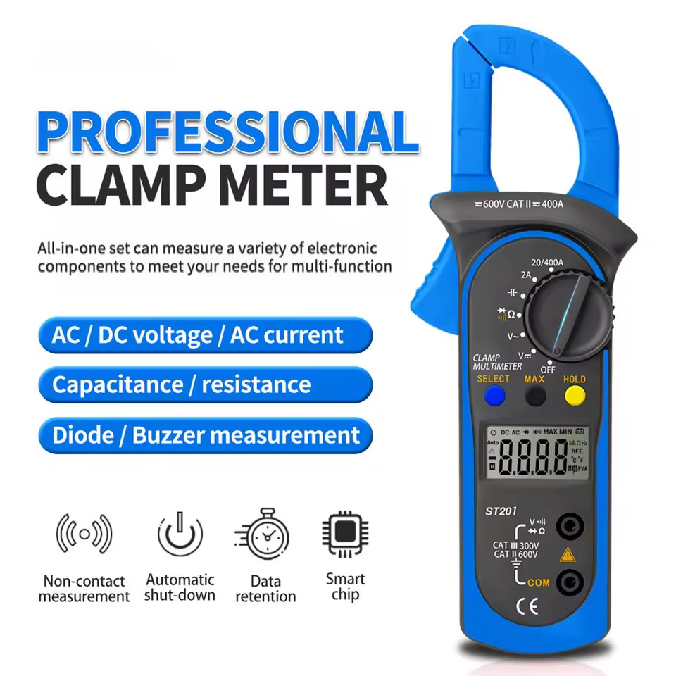Digital Multimeter Tester AC Volt Ohm Amp Clamp Meter Auto Range LCD Handheld