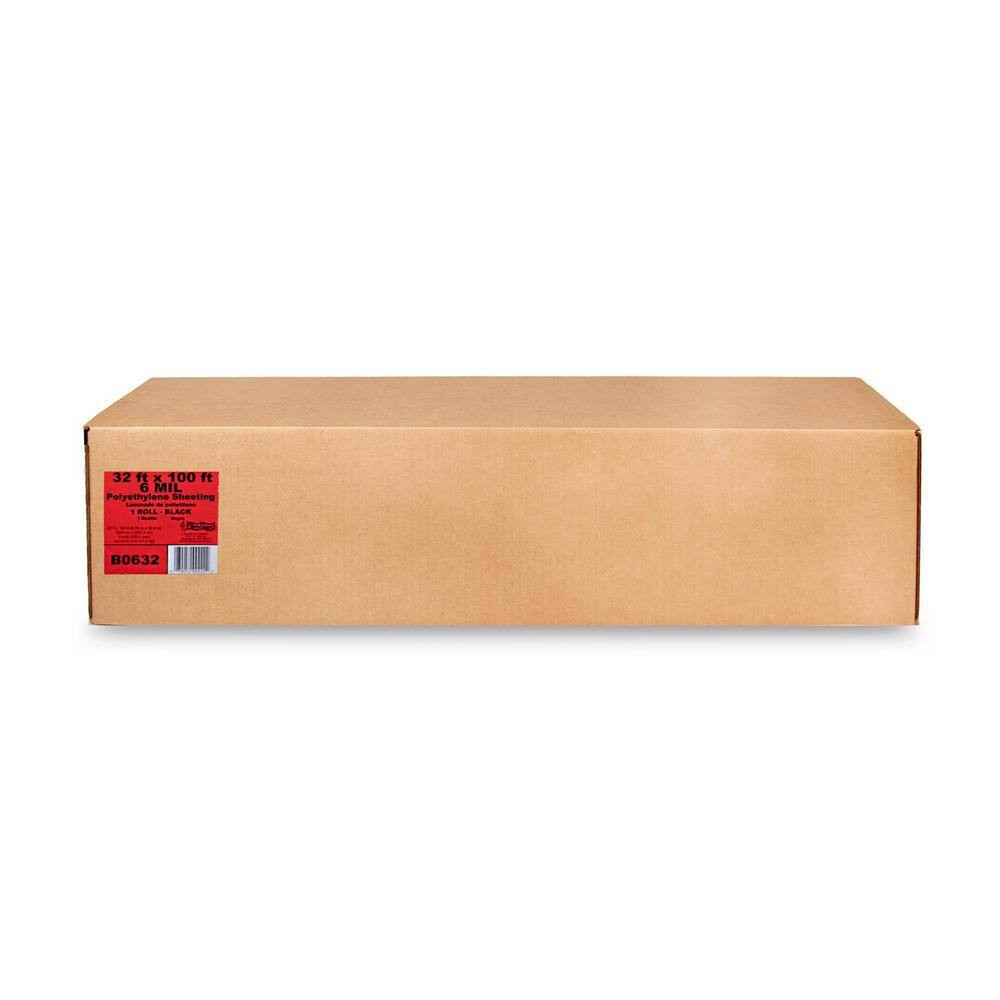 32 Ft. X 100 Ft. X 6 Mil Black Plastic Sheeting