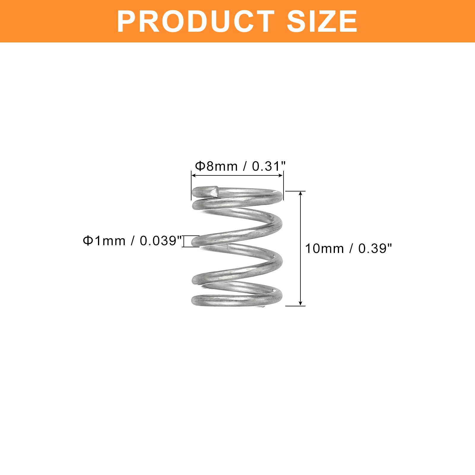 Wire Diameter 0.039″, OD 0.31″, Free Length 0.39″ Mechanical Compressed Spring