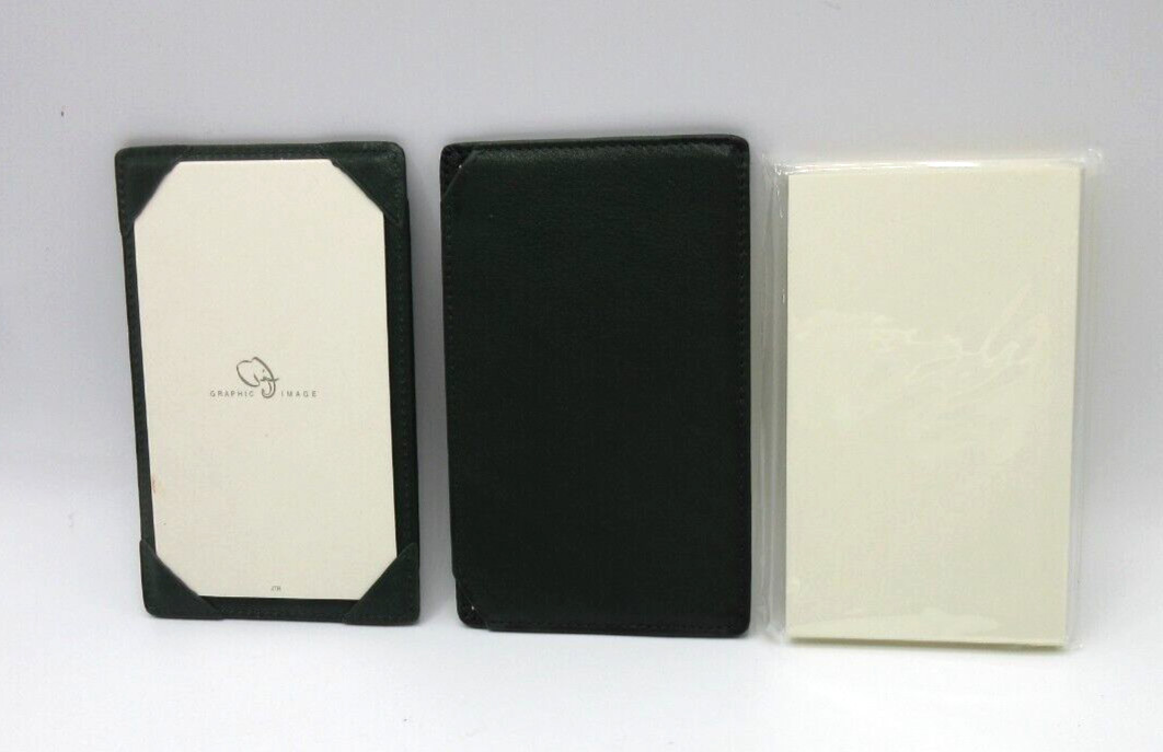 Graphic Image Jotter Personal Pocket Leather w 24 Cards Refillable DARK GREEN
