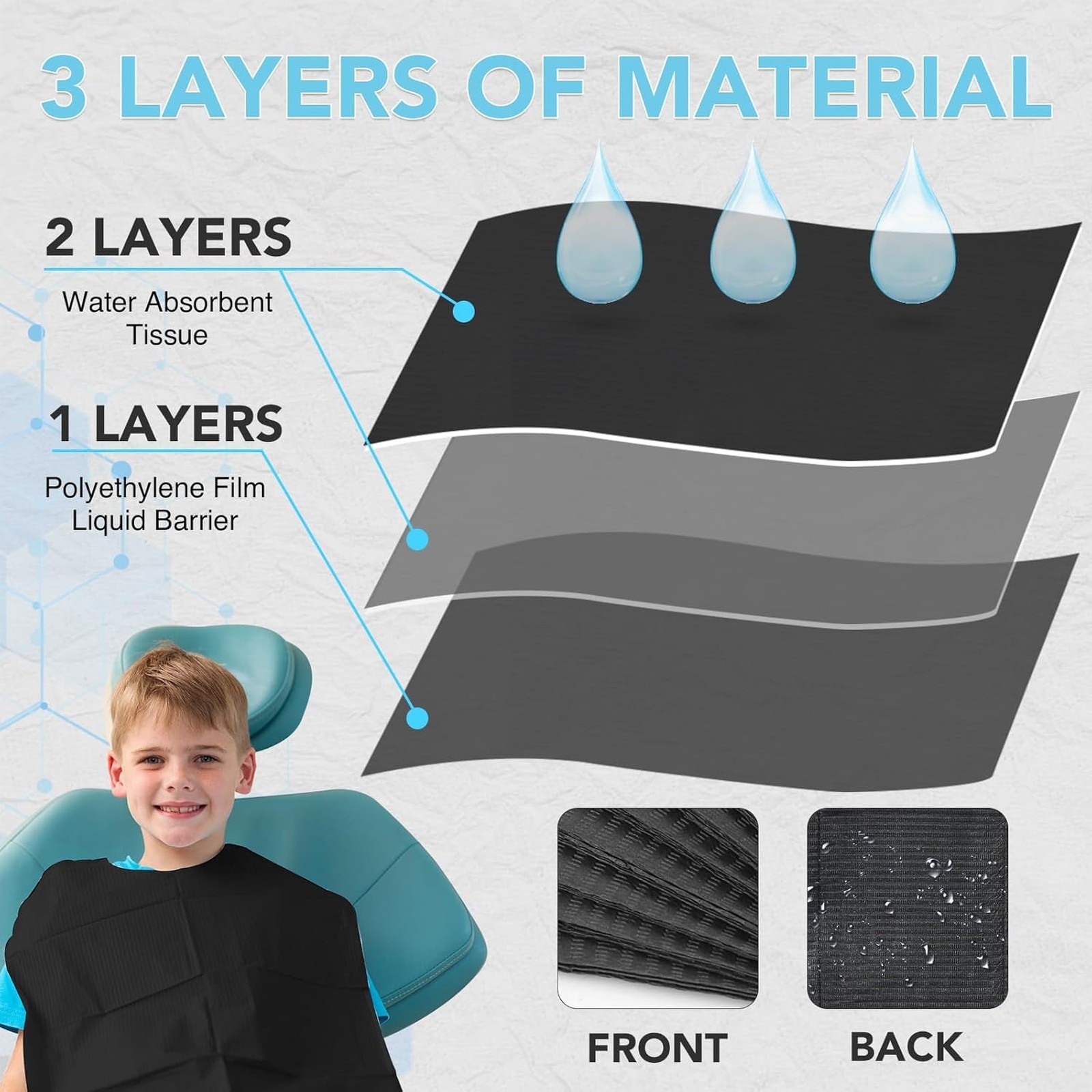 Disposable Dental Bibs 13×18 Waterproof 3-Ply Sheets for Dental Tattoo Nail