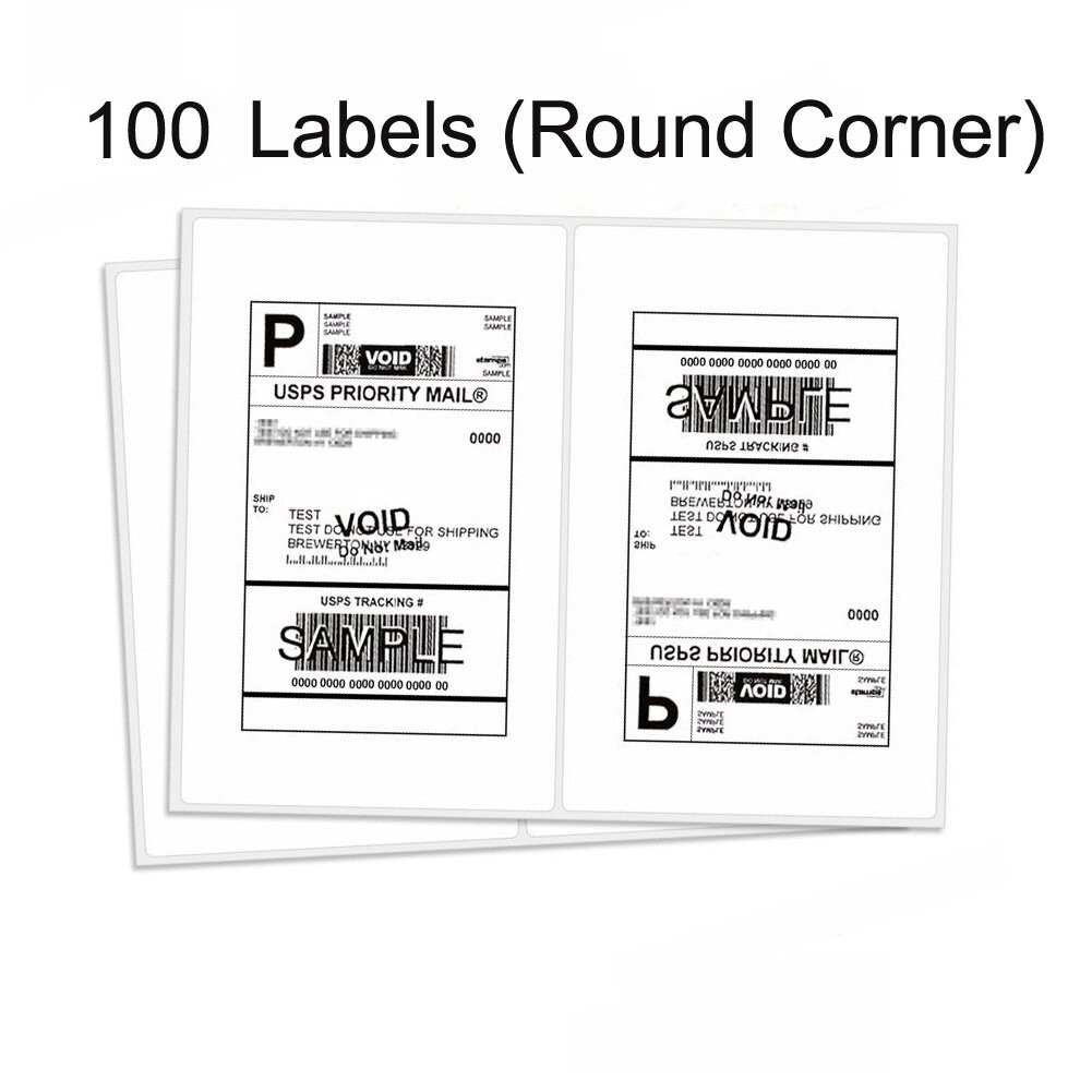 100 Shipping Labels Half Sheet Print Rounded Corners 5-1/2″ x 8-1/2″ Laser Ebay