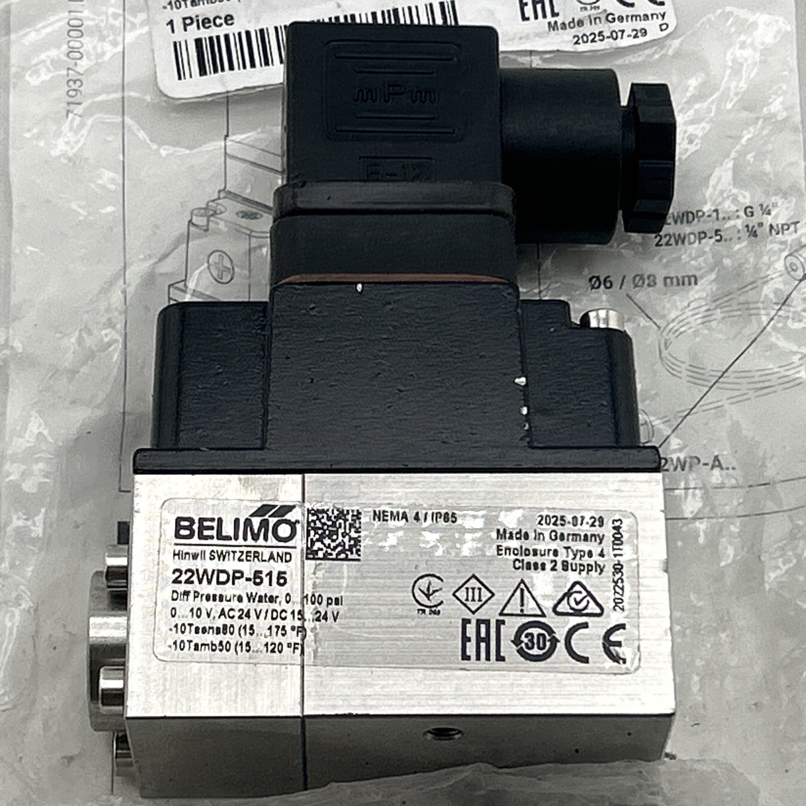 BELIMO 22WDP-515 Differential Pressure Sensor Water Switzerland