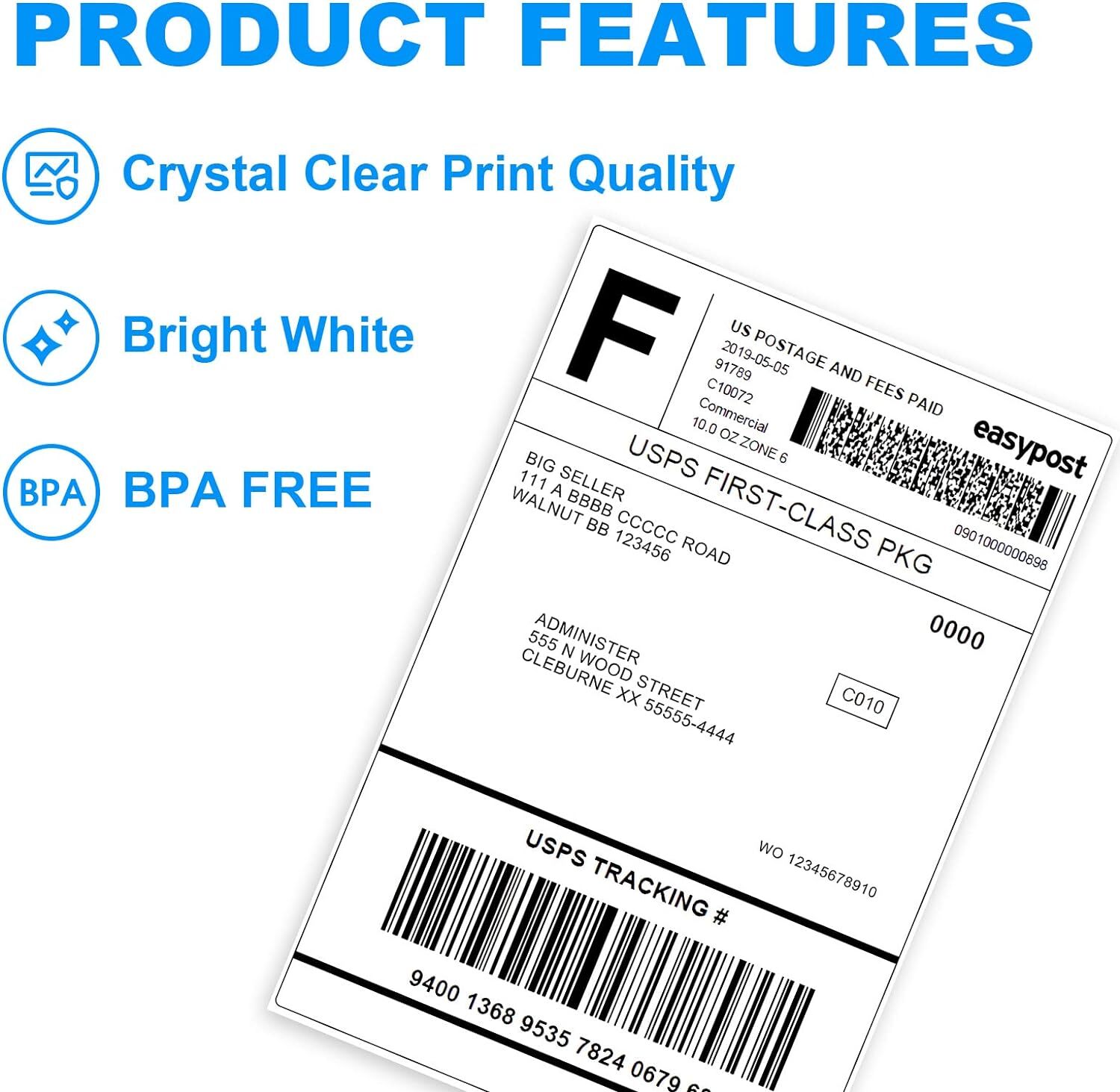 500 4×6 Fanfold Direct Thermal Direct Shipping Labels for Zebra & Rollo Printers
