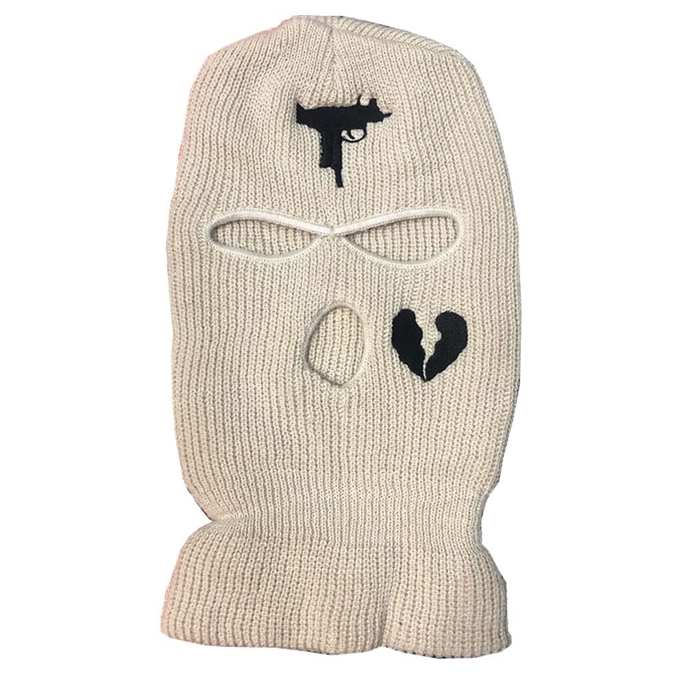 3 Hole UZI Balaclava Knitted Full Face Cover Ski Mask One Size, Apricot