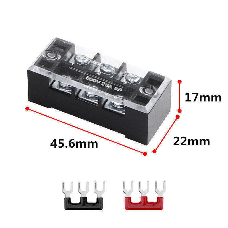 Dual Row 3-12 Positions 600V 15/25A Screw Terminal Block Terminal Barrier Strip