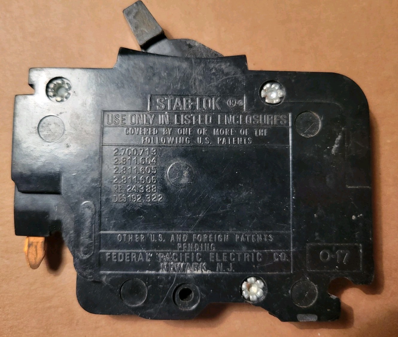 Federal Pacific Electric FPE STAB-LOK NC120 Thin Line 1 Pole 20A Circuit Breaker