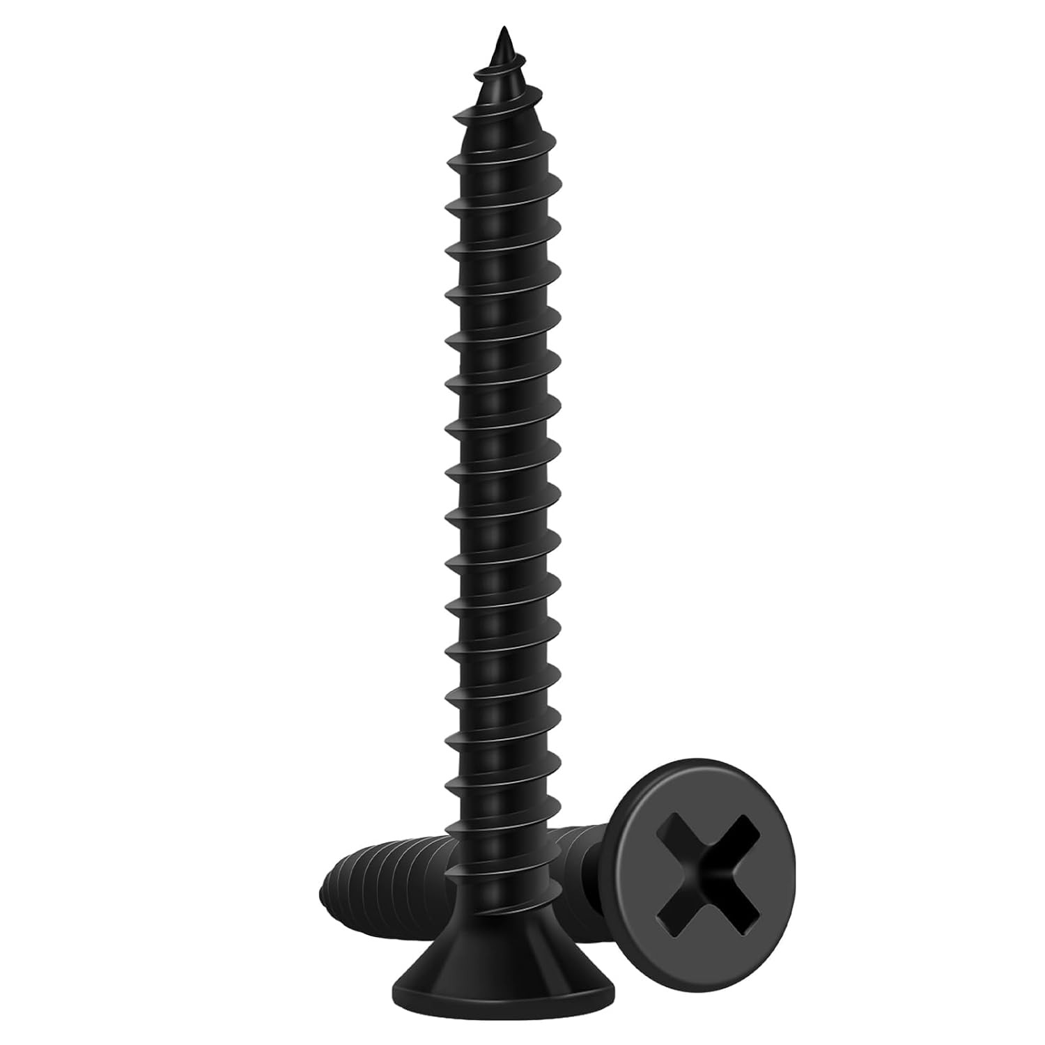 Wood Screws 1-1/4 Inch, 115 PCS Premium Flat Head Phillips Black Wood Screws, S