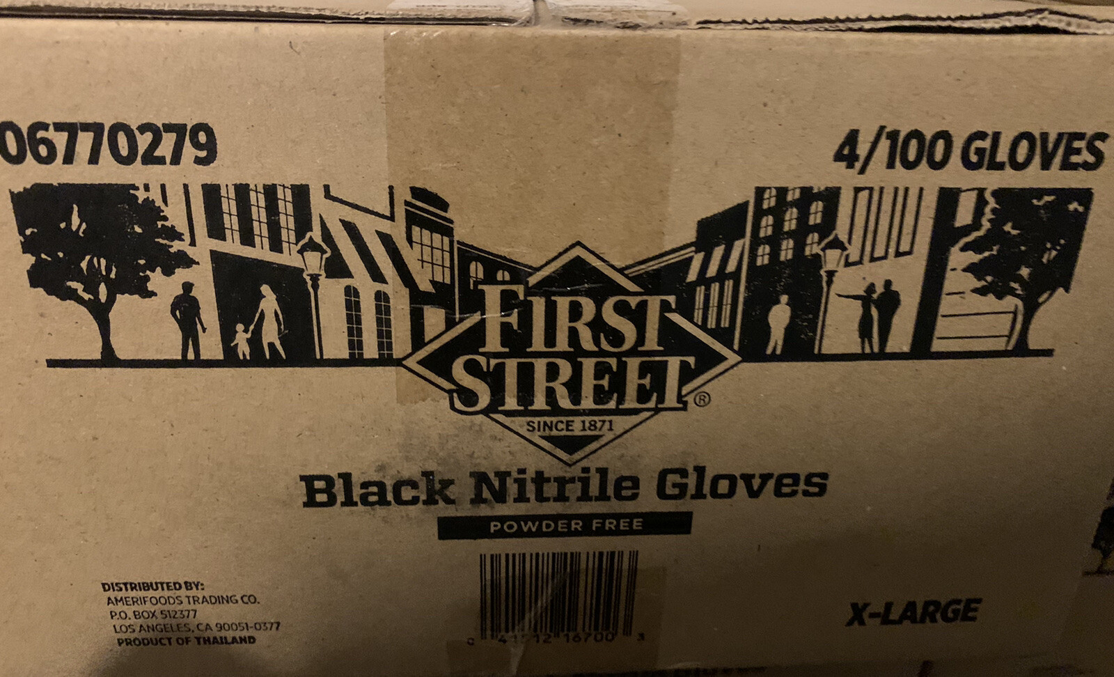 First Street XL Black Nitrile Gloves 5 MIL All Purpose, FOOD, Auto, 100 BX