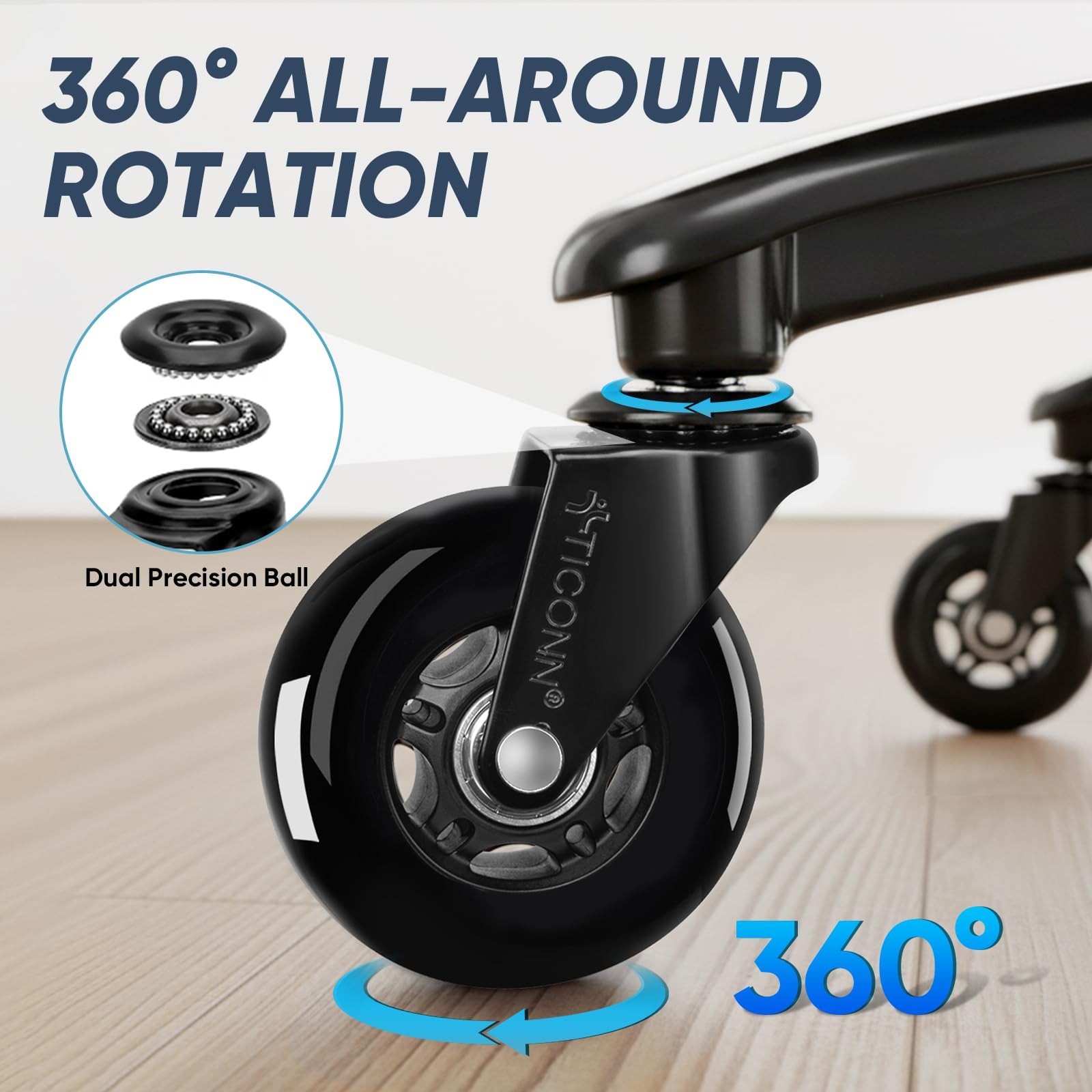 Office Chair Caster Wheels Set of 5 for Tile, Hardwood Floors and Carpets, Un…