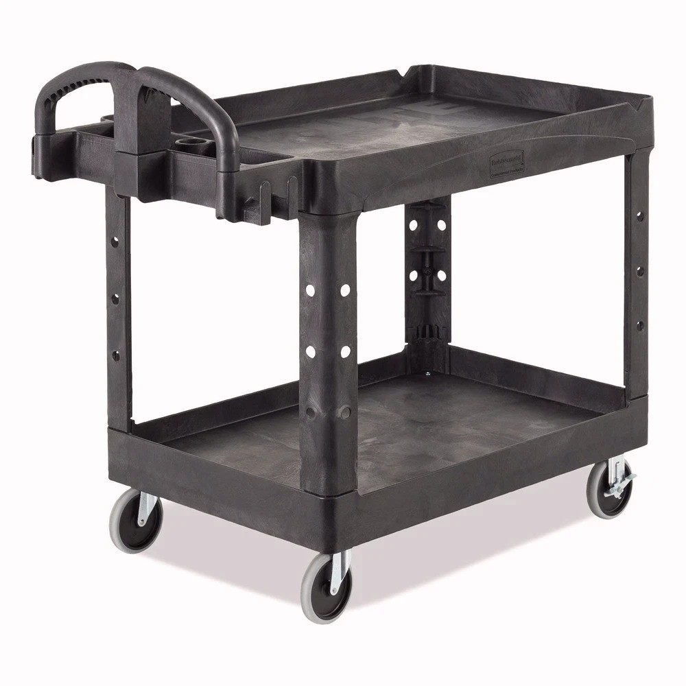 Rubbermaid Commercial 452088BK 25.9″ x 45.2″ x 32.2″ 2 Shelf Utility Cart New