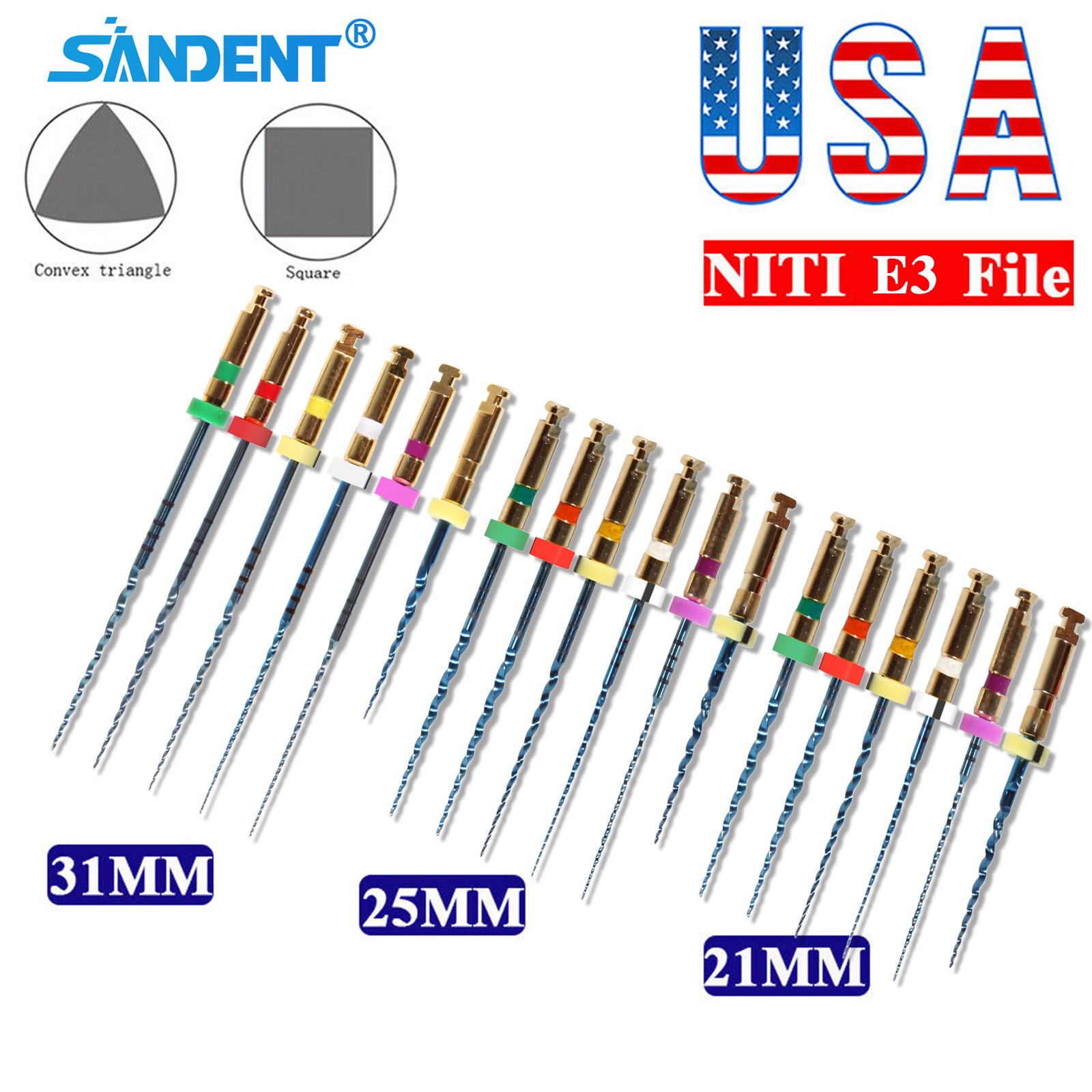 Dental Endodontic Rotary Taper Endo 6Pc Engine NITI Files 21/25/31MM