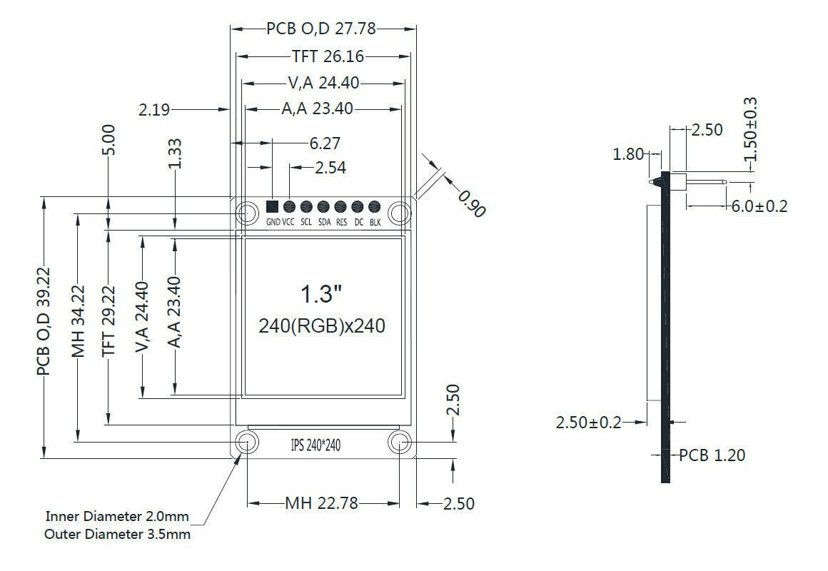 *3 units!*- 1.3 inch TFT IPS LCD Display Module 240×240 SPI for Arduino & RaspPI