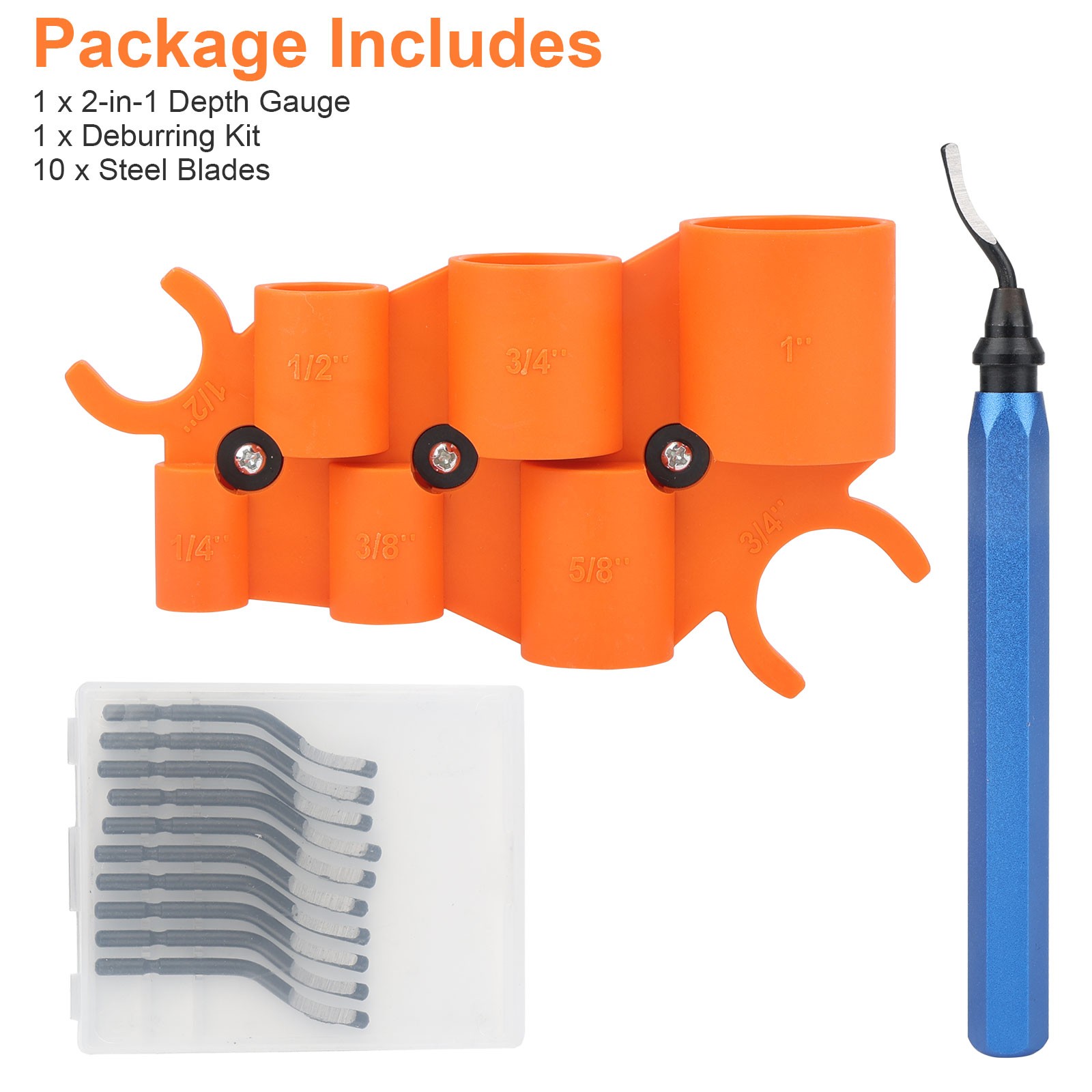 12Pcs 1/4-1″ Depth Gauge and Pipe Deburring Tool for PEX Copper PVC CPVC Pipes
