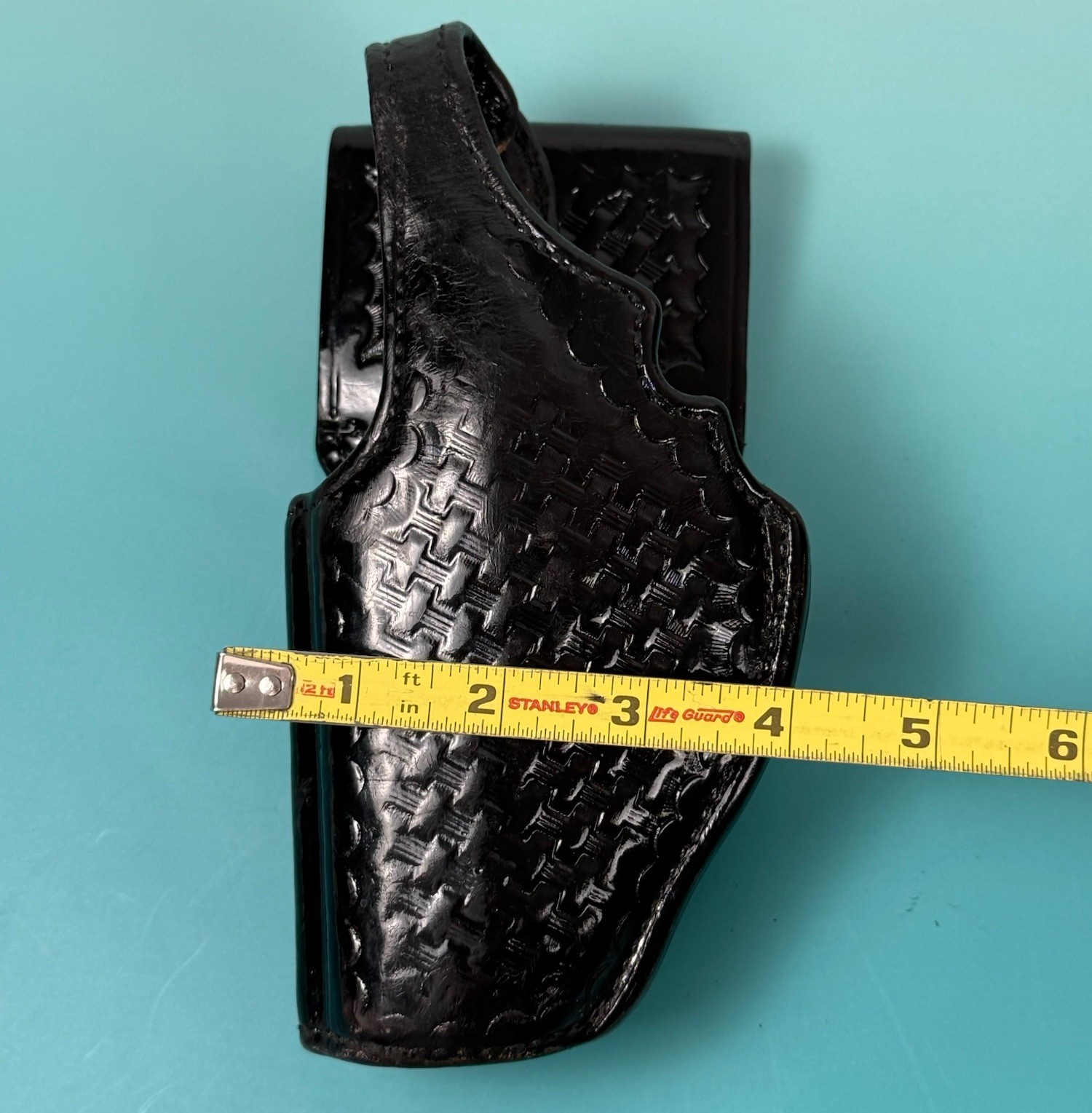 BIANCHI 97A Grabber- S&W 4006 Left Hand Black BasketWeave Leather Duty Holster