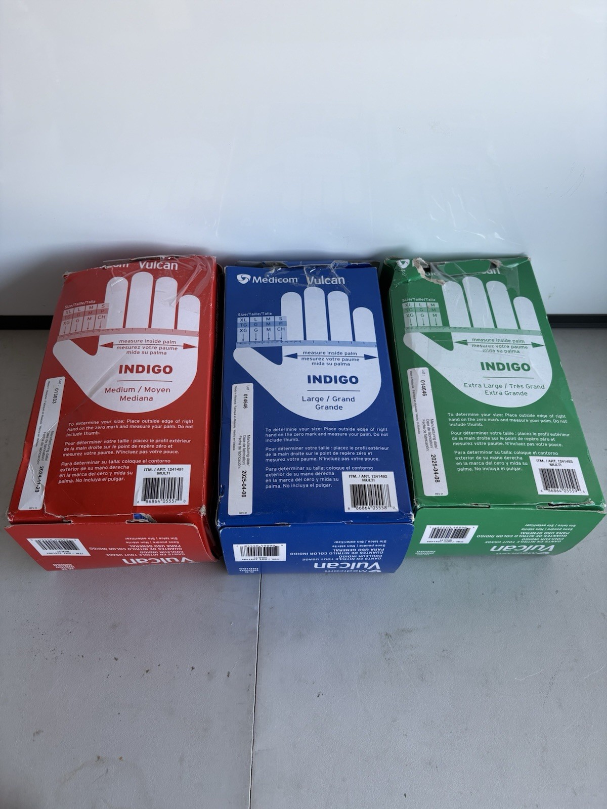 Medicom Vulcan Nitrile Indigo Gloves General Purpose – Lot of 3 sizes: M/L/XL