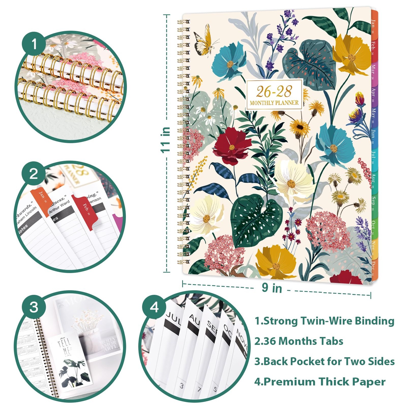2026-2028 Monthly Planner/Calendar – 3 Year Monthly Planner 2026-2028, 9» x …