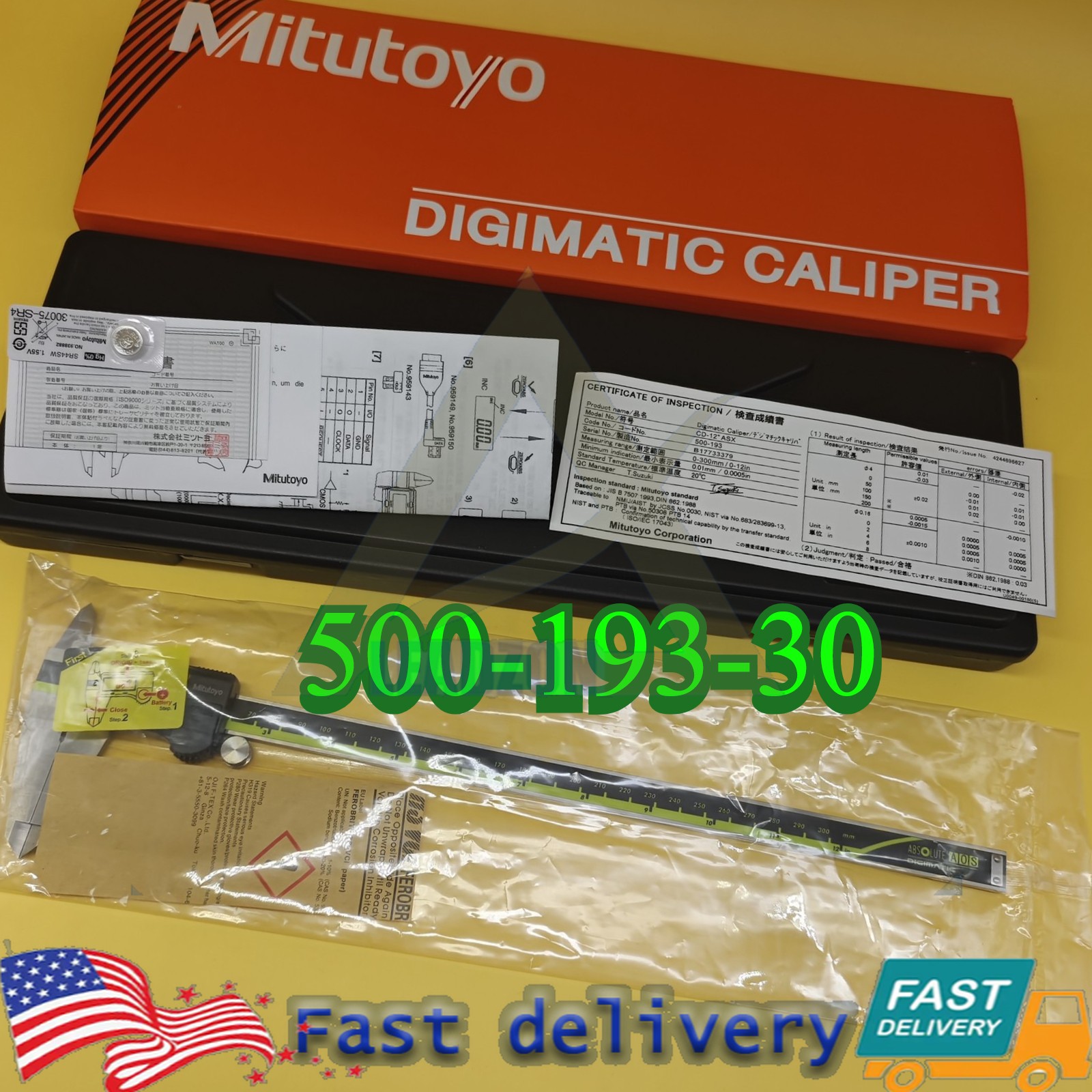 Mitutoyo 500-193-30 Japan 300mm/12″ Absolute Digital Digimatic Vernier Caliper