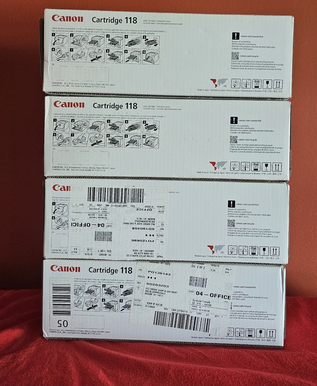 Genuine Canon 118 OEM Toner Set CMYK Black Cyan Magenta Yellow New