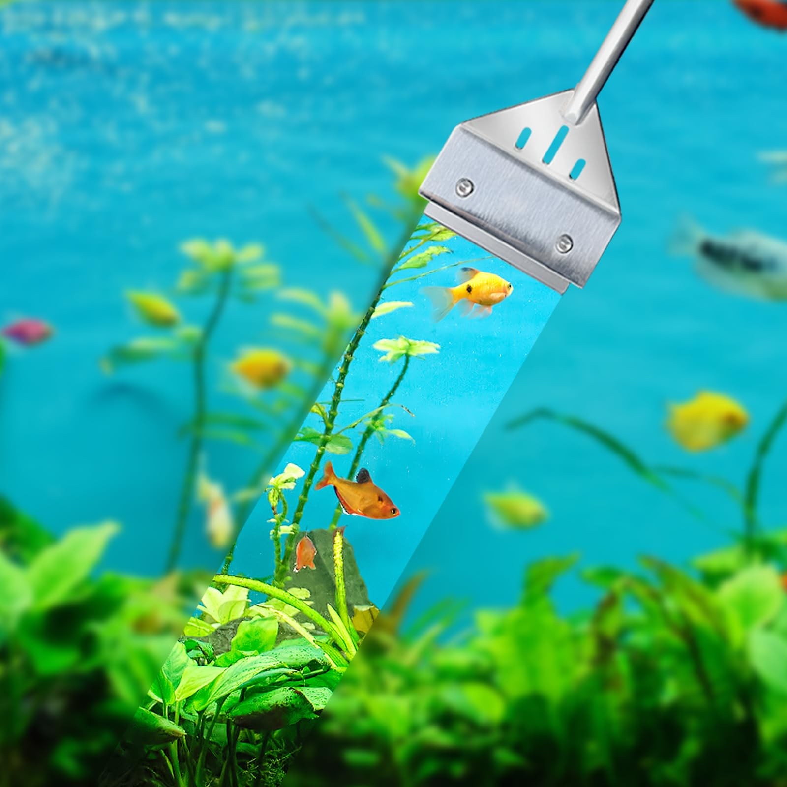 Algae Scraper for Glass Aquariums, 25.6″ Fish Tank Cleaner Stainless Steel Algae