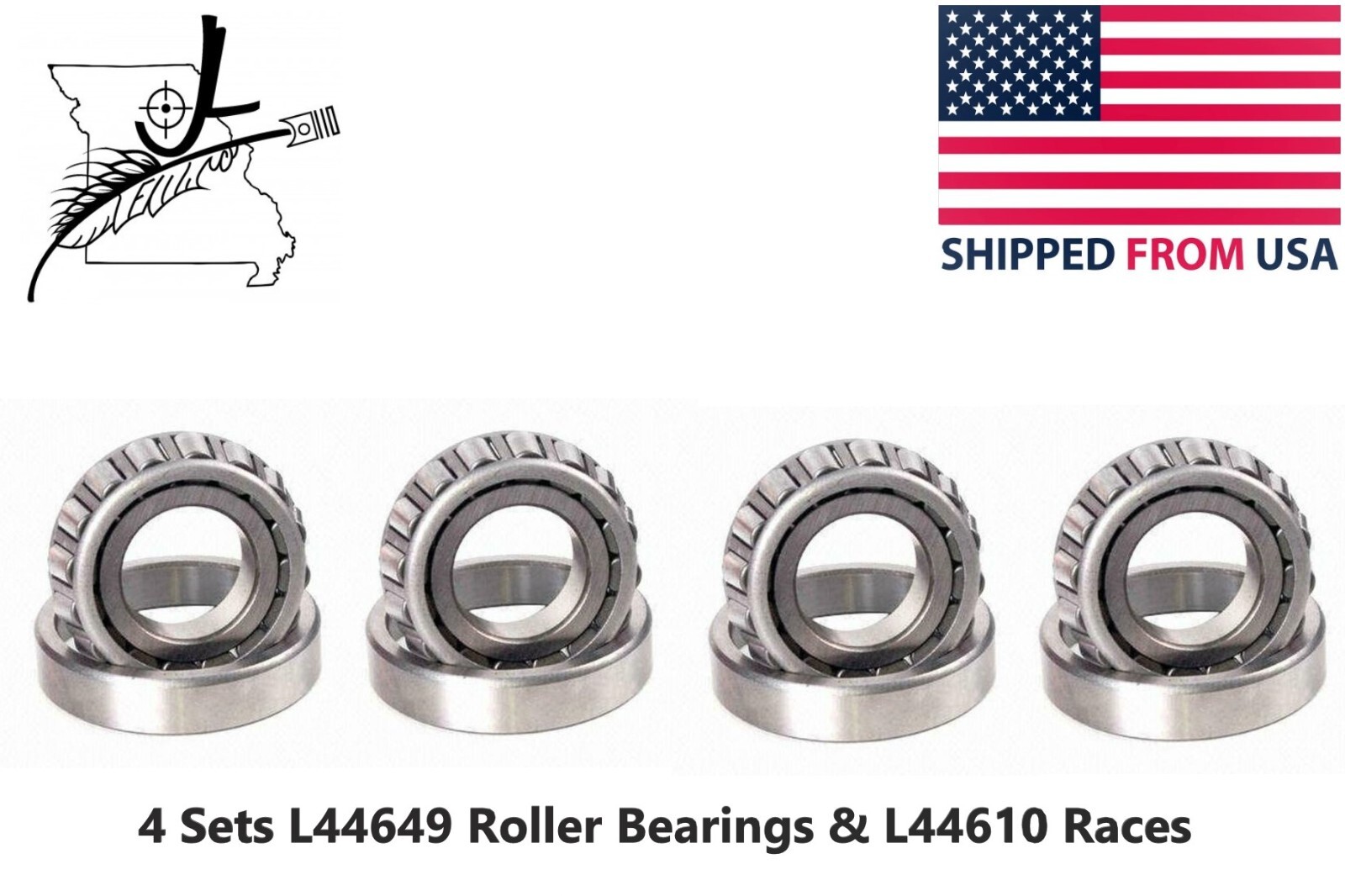 1 1/16″ Shaft Trailer Bearing & Race 4 Sets L44649 L44610 Carry On OD 1.98″ 0.58