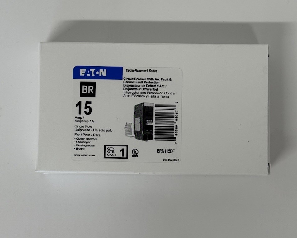 Eaton BRN115DF 15A Arc Fault & Ground Protect Circuit Breaker