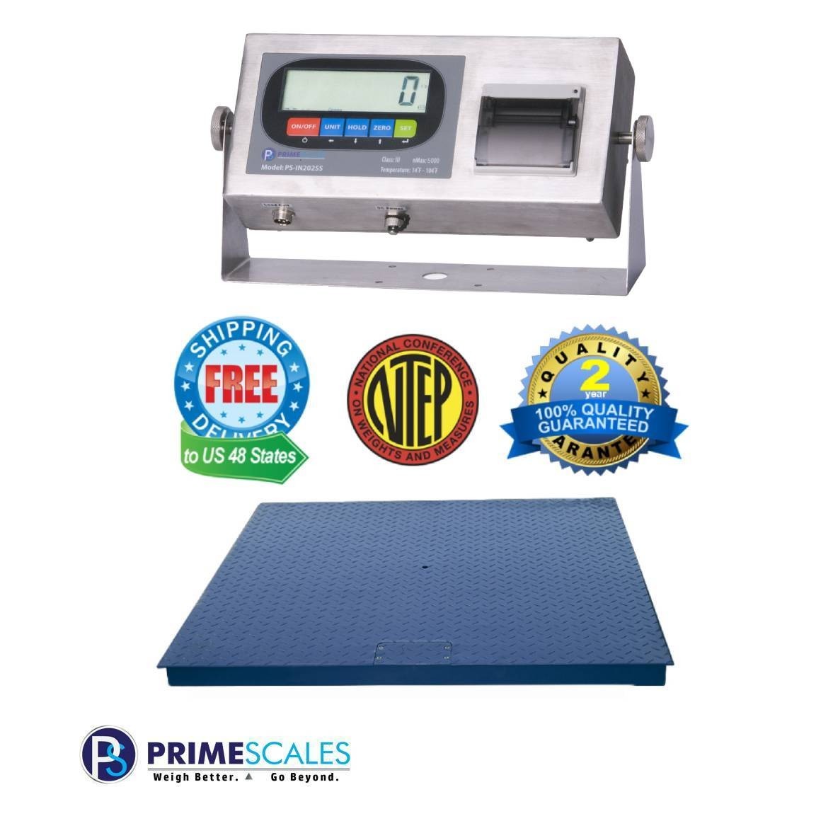 Prime Scale NTEP 40″x40″ Floor Scale with Printer 5,000 lb x 1 lb