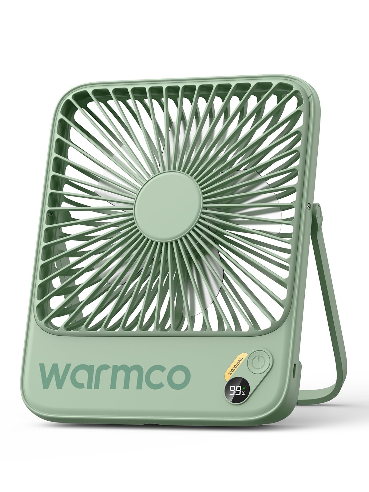Warmco 10000mAh Portable Travel Fan 7-inch, 1.6″D x 7.0″W x 8.4″H, Sage Green