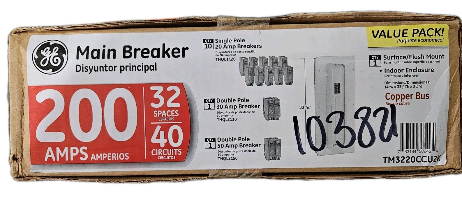 GE Main Breaker 200A 32-Space 40-Circuit Indoor Surface/Flush Mount Value Pack