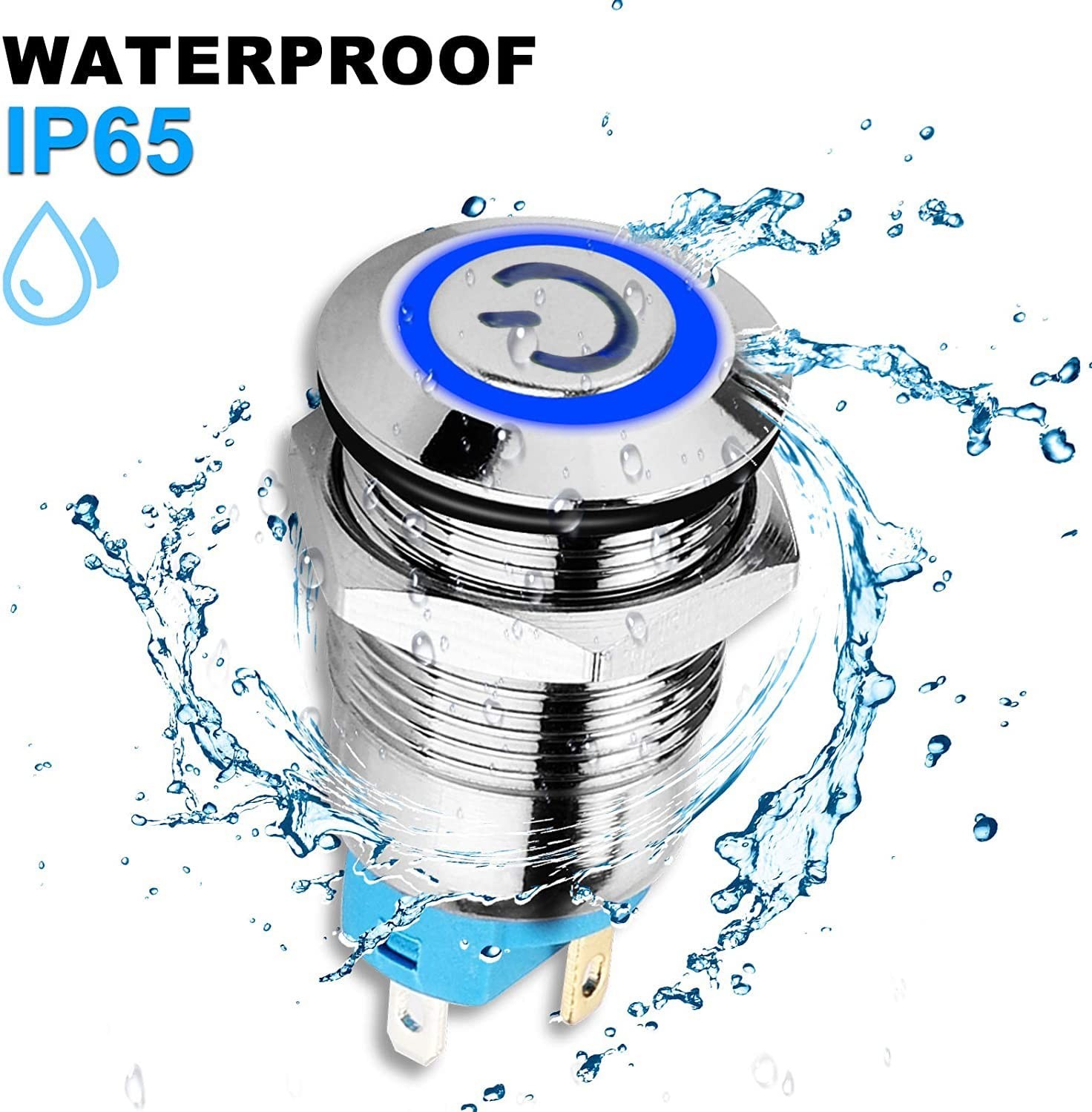 Latching 2PCS Stainless Steel Push Button Switch with LED and Protection