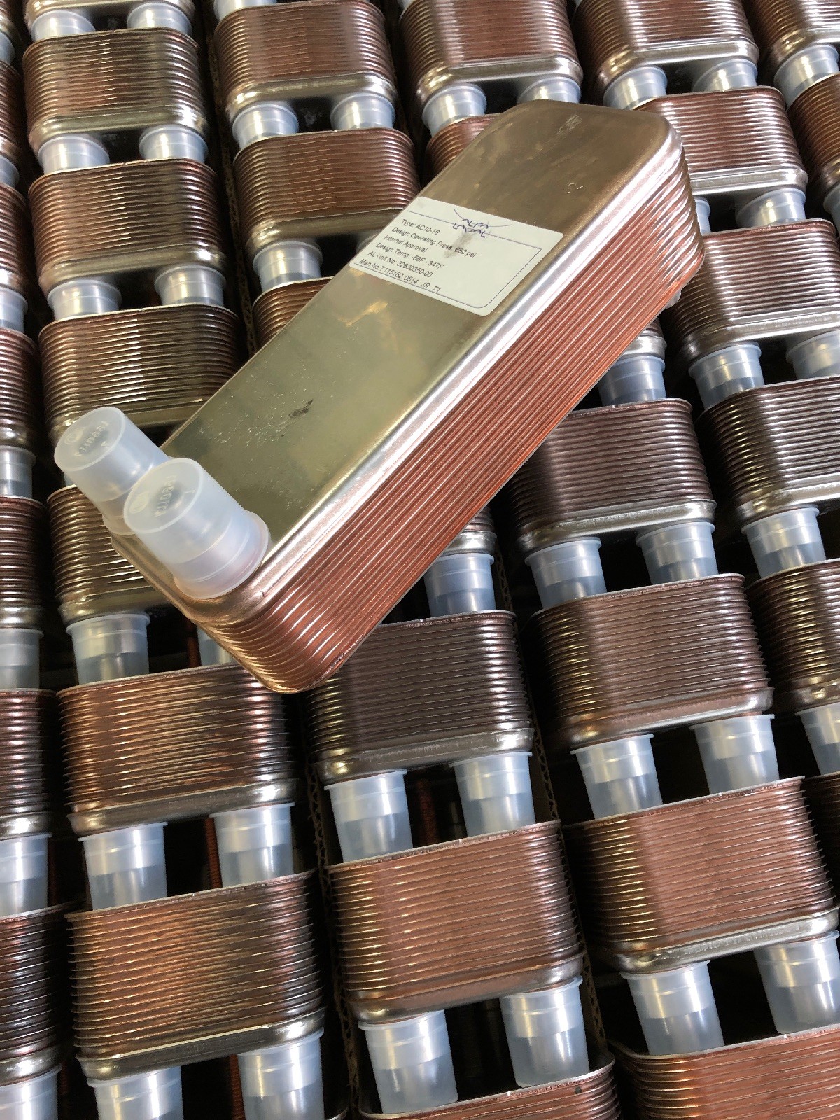 NEW, ALPHA LAVAL, AC10-16, BRAZED PLATE HEAT EXCHANGER, -58 – 347F, R410A. (41C)