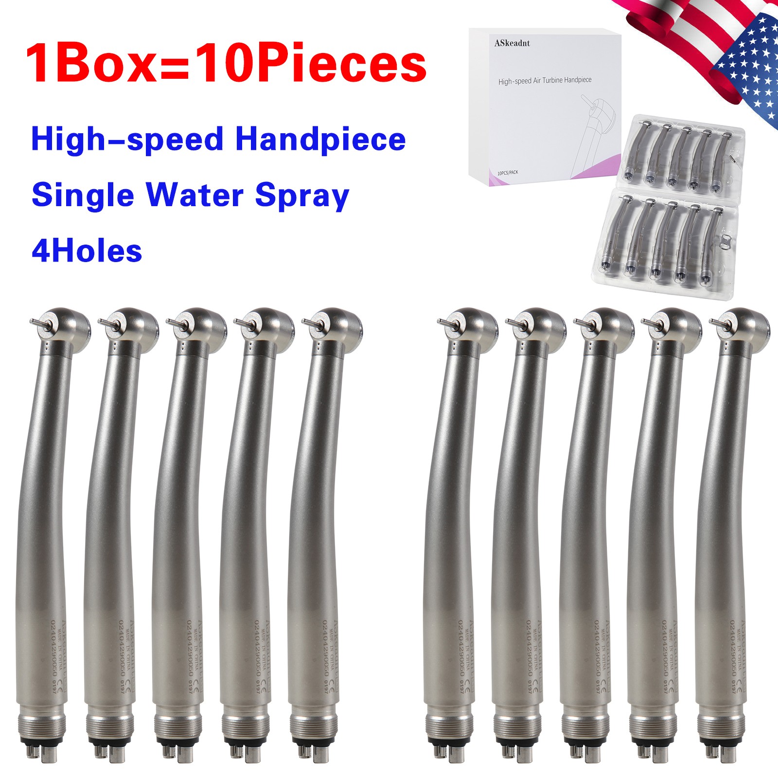 10Pack High Dental Speed Handpiece Push Button 4 Hole ADA4 NEW