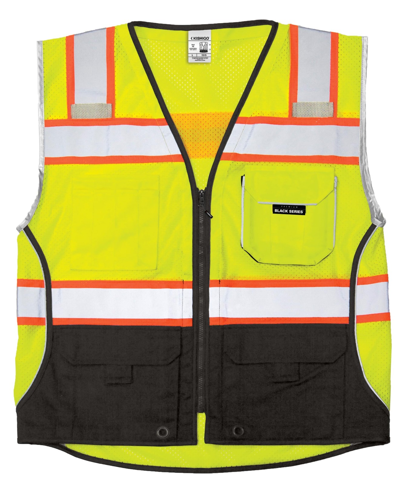 Kishigo Premium Black Series High Visibility Safety Vest Lime Medium