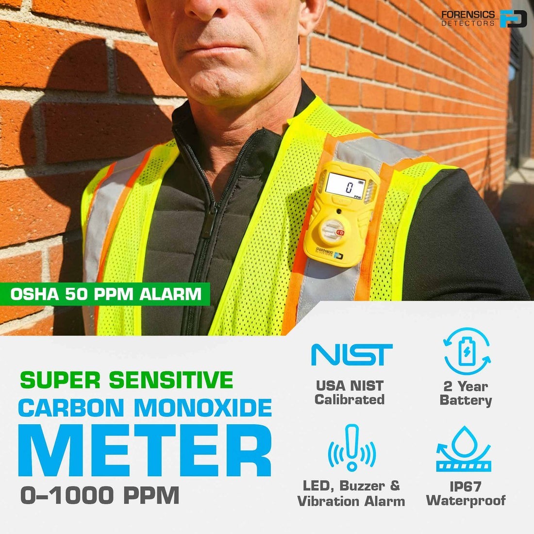 Forensic Detectors Portable Carbon Monoxide Detector | NIST May 26′ | FD-101-CO