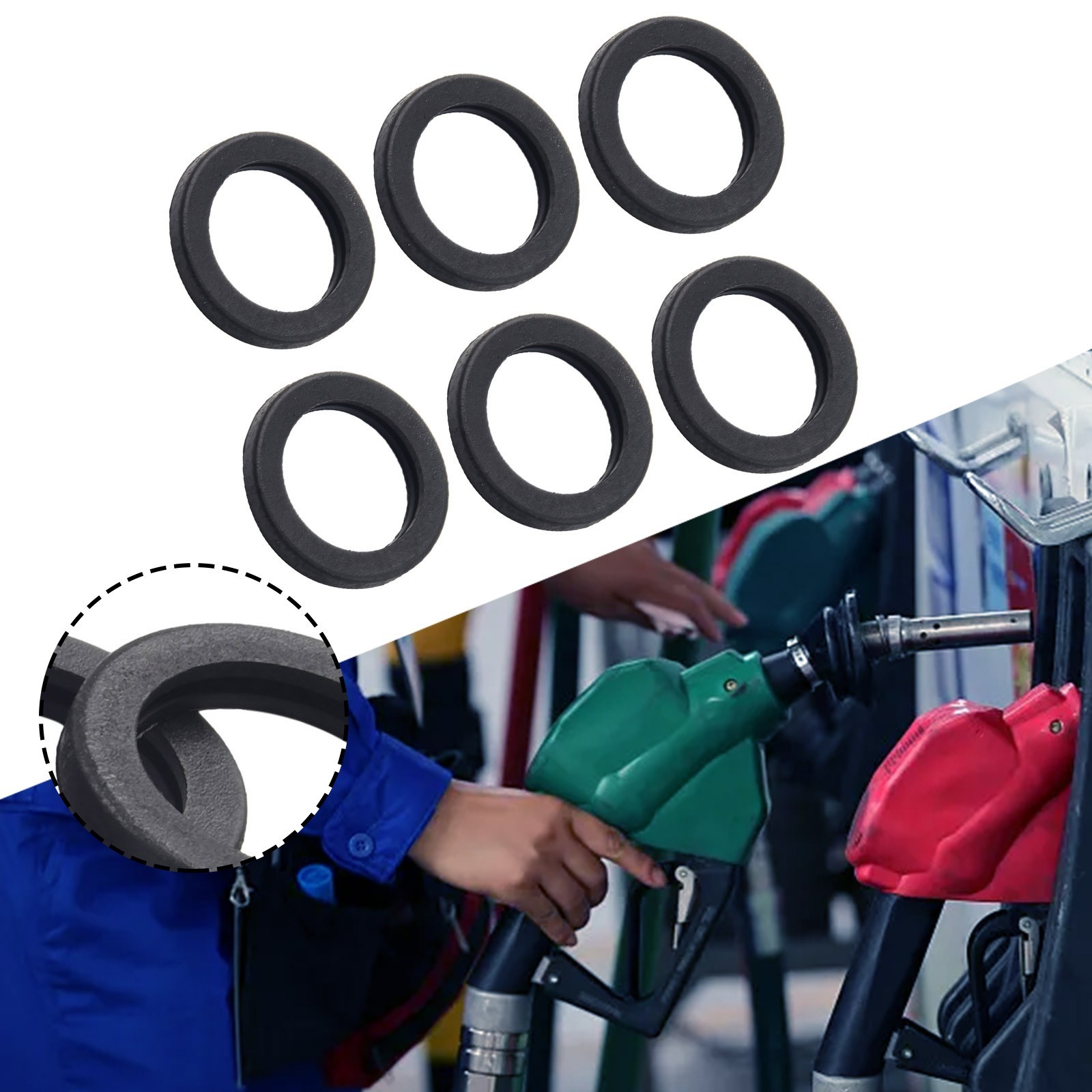 Premium 6pcs Rubber Gasket for Gas Can Spout Replacement on Multiple Brands