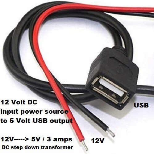 12V to 5V USB Power converter 12 Volt DC Voltage step down transformer to 5 volt