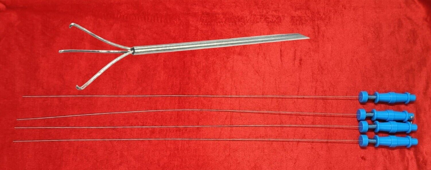4PC-Laparoscopic Cystoscope Triprong Forceps 4FR 60CM SS Best Quality Reusable
