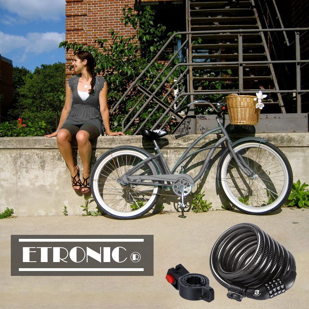 2-Pack ETRONIC 6 ft. Bike Lock Cable, Resettable Combo, Anti-Theft Security, BK
