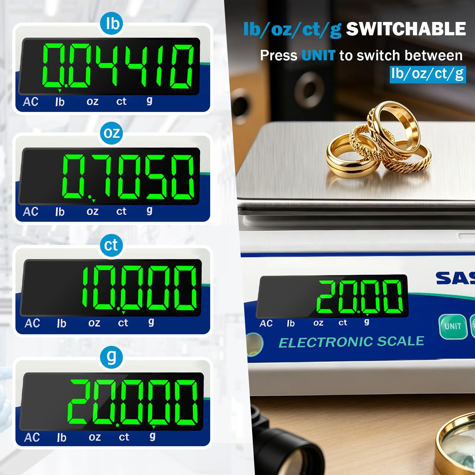 Lab Scale 5000g x 0.01g Scientific Scale g/oz/ct/lb High Precision Digital El…
