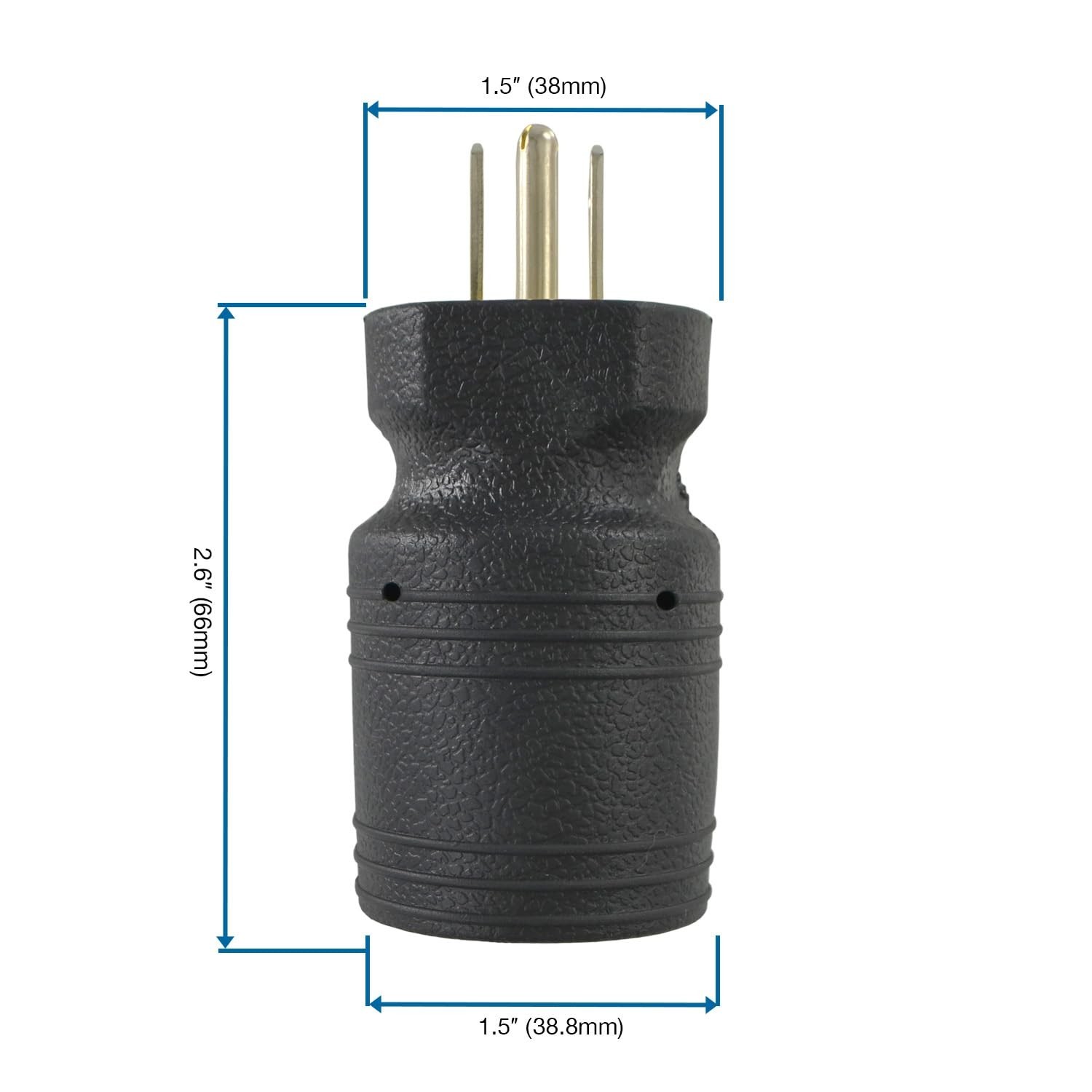Conntek 30111-BK Locking Adapter U.S. 3 Prong Male Plug 15 Amp Locking Female