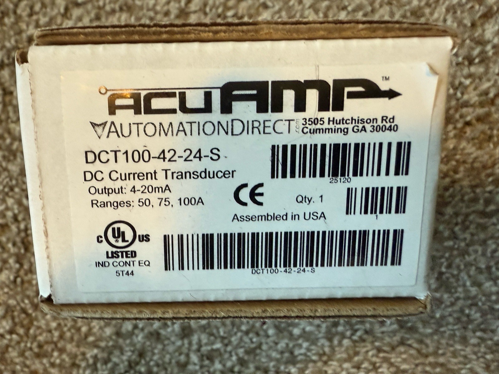 AcuAMP DC Current Transducer DCT100-42-24-S NEW