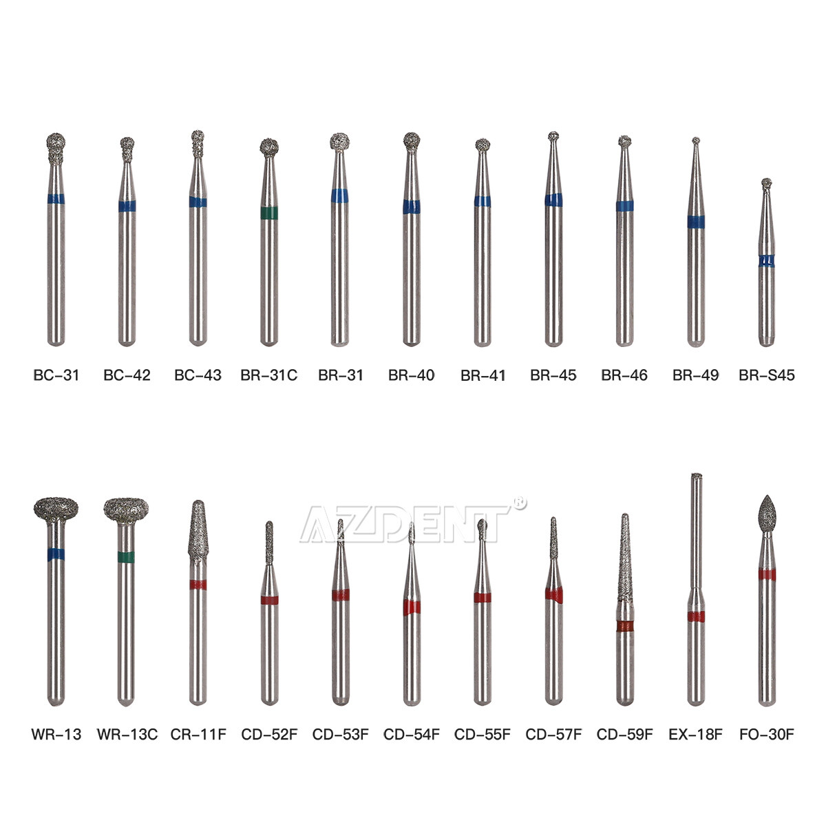 100pcs Dental Diamond Burs For High Speed Handpiece Medium Friction Grip 1.6mm