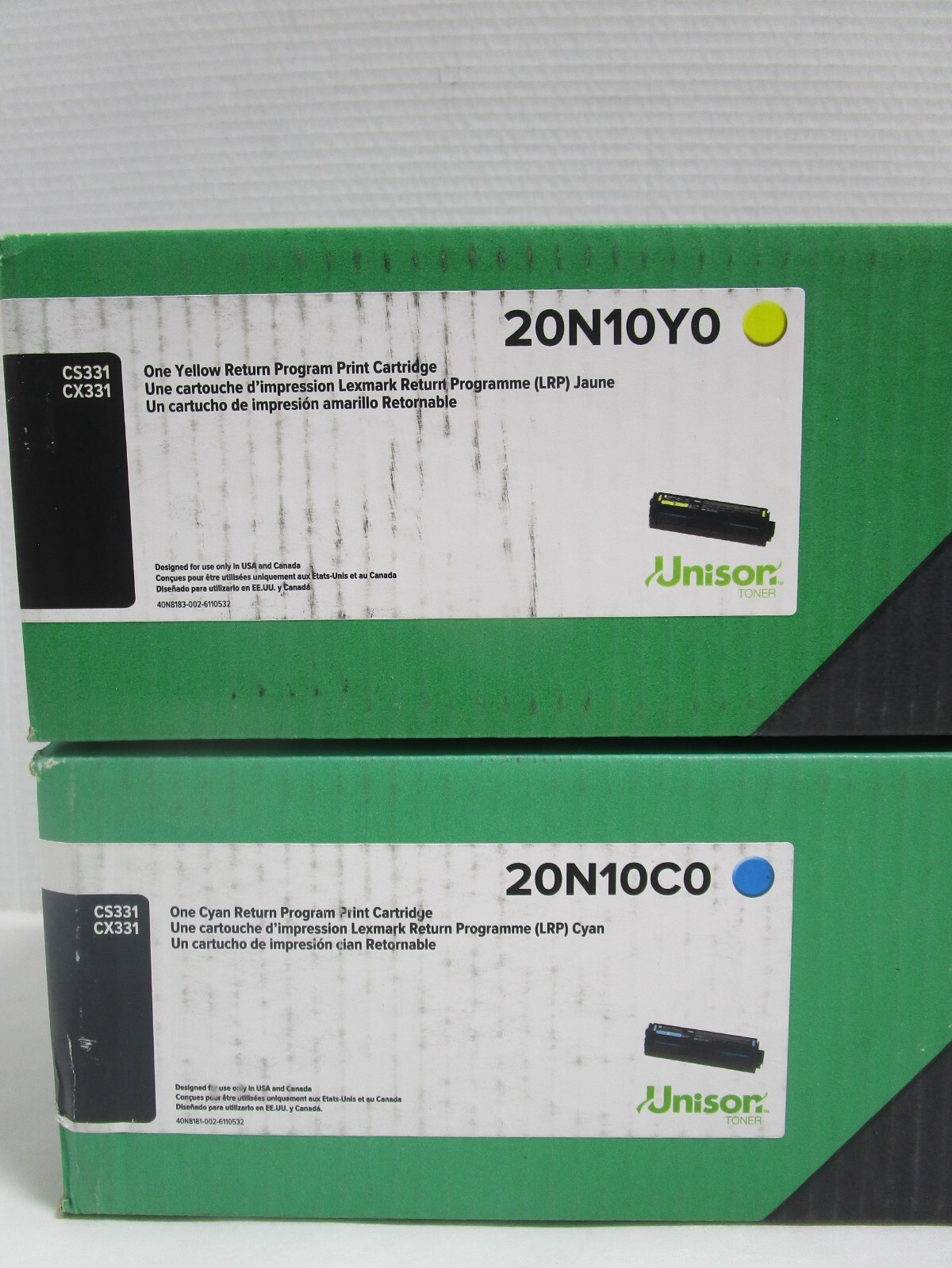 LEXMARK 20N10Y0 20N10C0 YELLOW CYAN Return Program Print Cartridge LOT OF 2 NEW