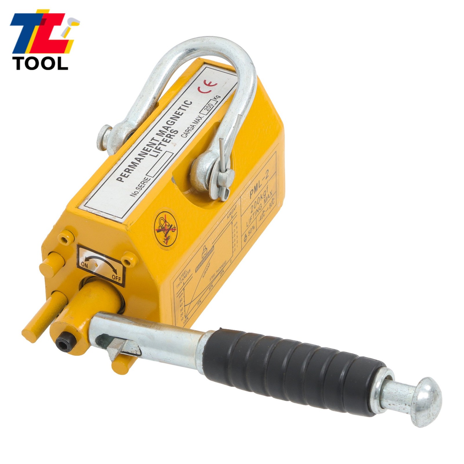 440lbs/200kg Permanent Magnetic Lifter Yellow 2.5 Safety Factor Neodymium Hoist