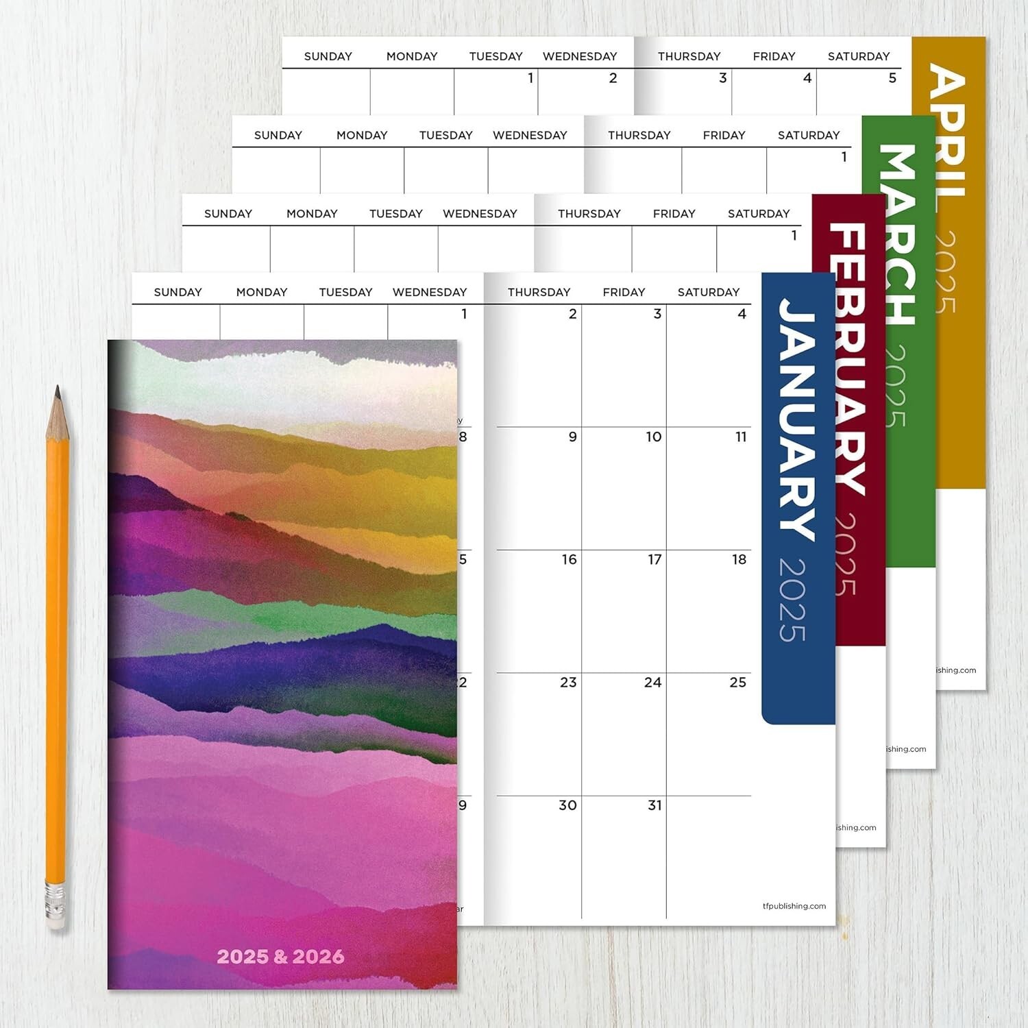 TF PUBLISHING 2025/26 Purple Mountain Majesty 2-Yr Small Monthly Pocket Planner