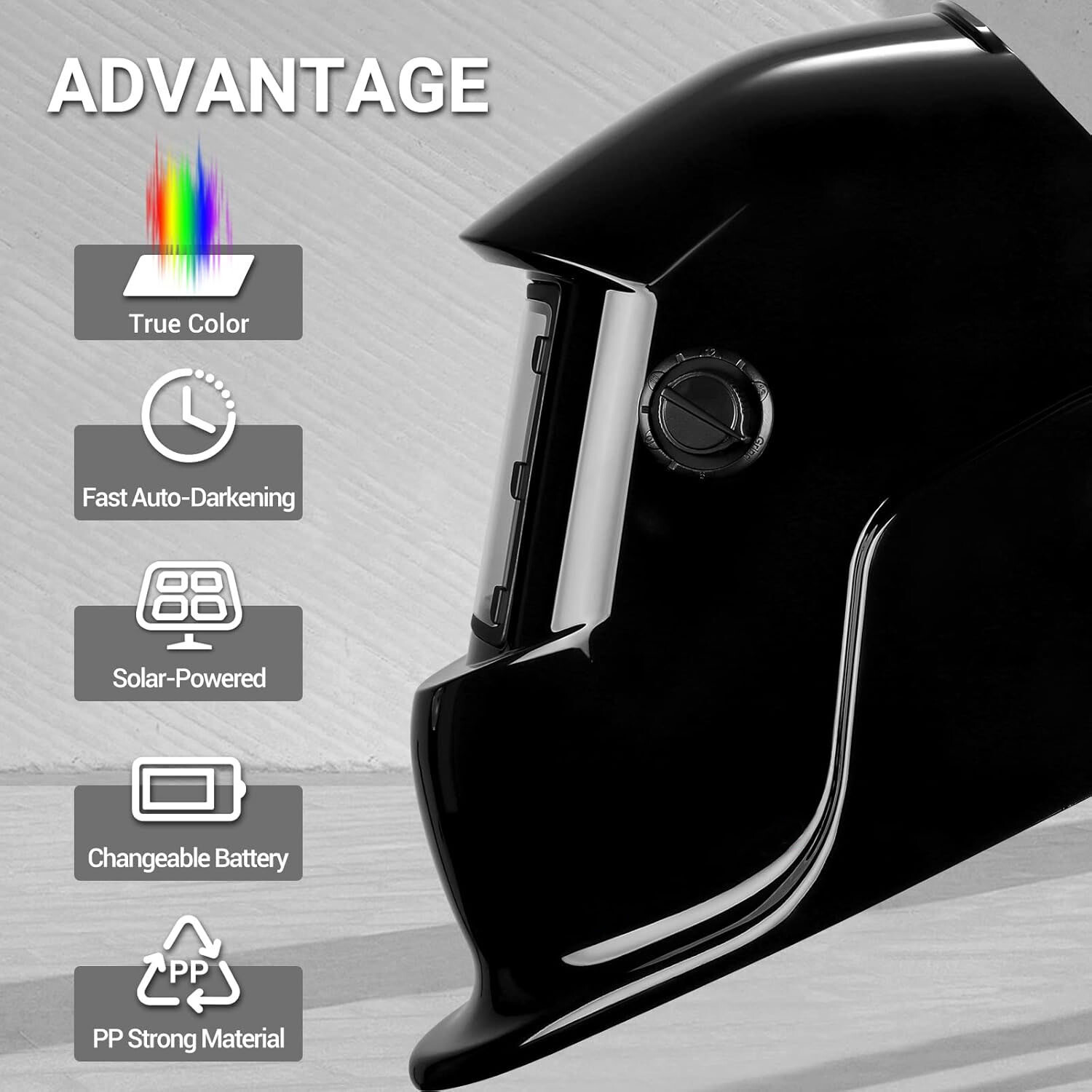 True color Auto Darkening Welding Helmet Arc Tig Mig Grinding Hood Solar Powered