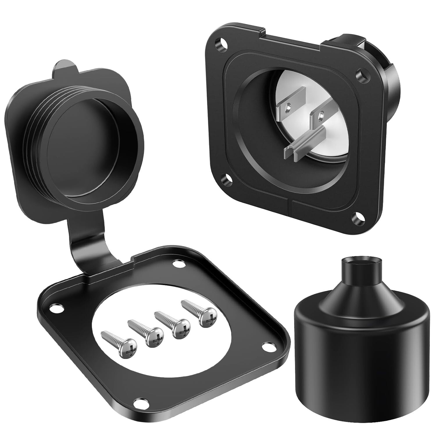 Flanged Inlet ETL Listed 15 Amp RV Plug Receptacle Block Heater Bumper Plug…