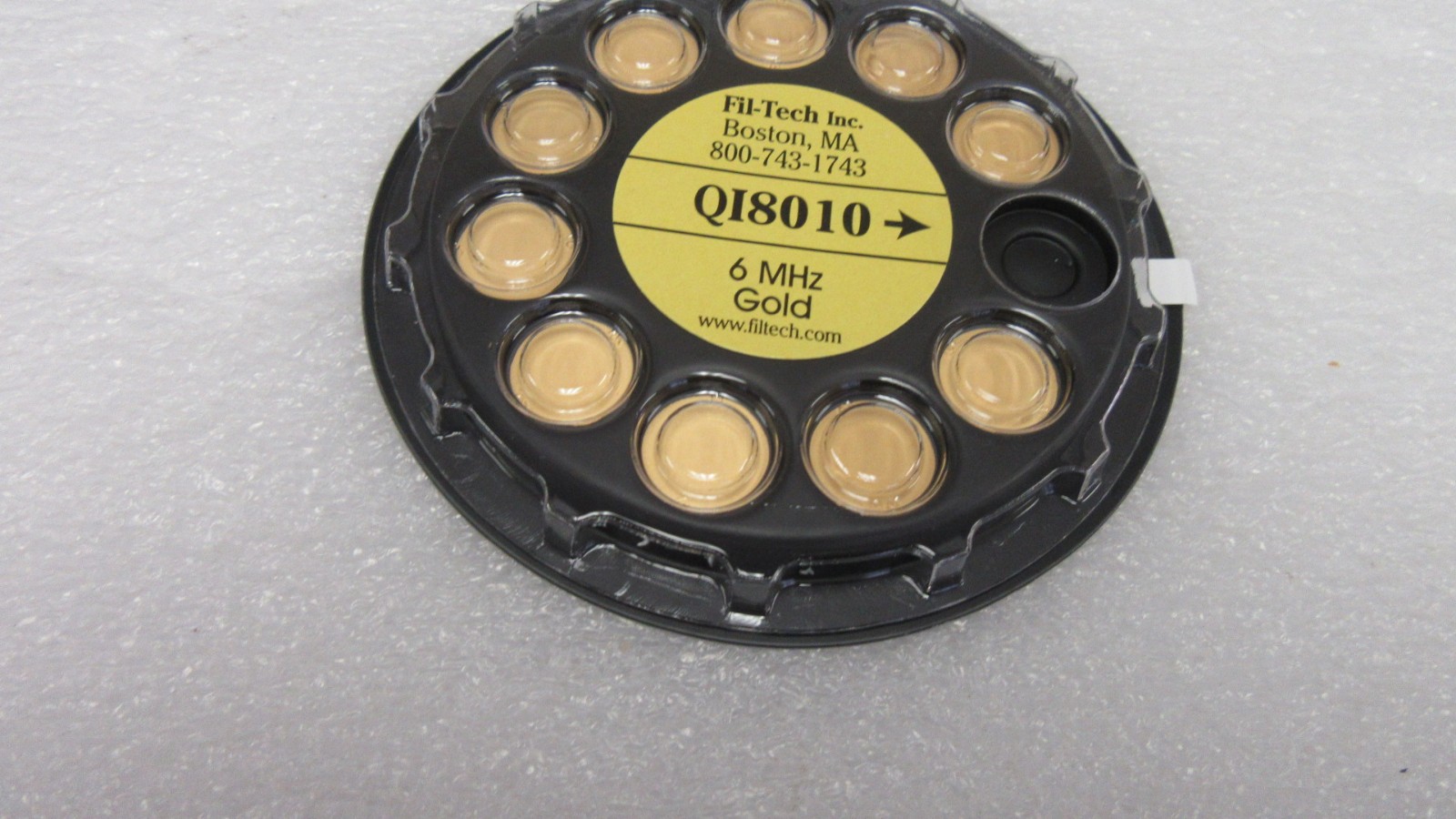 FIL-TECH P/N QI8010 Quartz Crystals, Gold, 6MHz, No Pattern, 10 ea crystals/disc