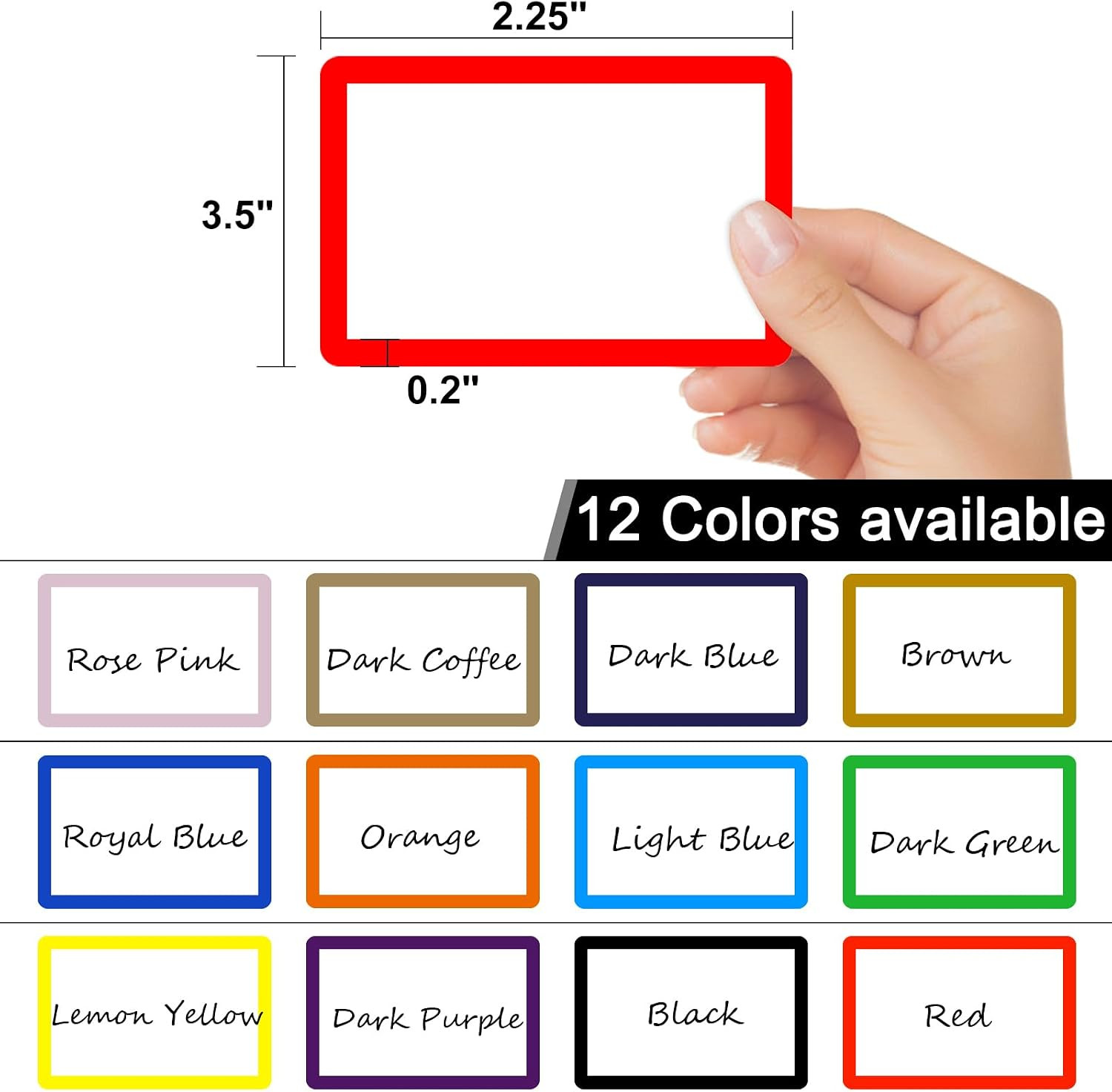 Name Tag Stickers,15 Colors Available,200Pcs Dark Green Name Tag Labels,3.5″ X 2