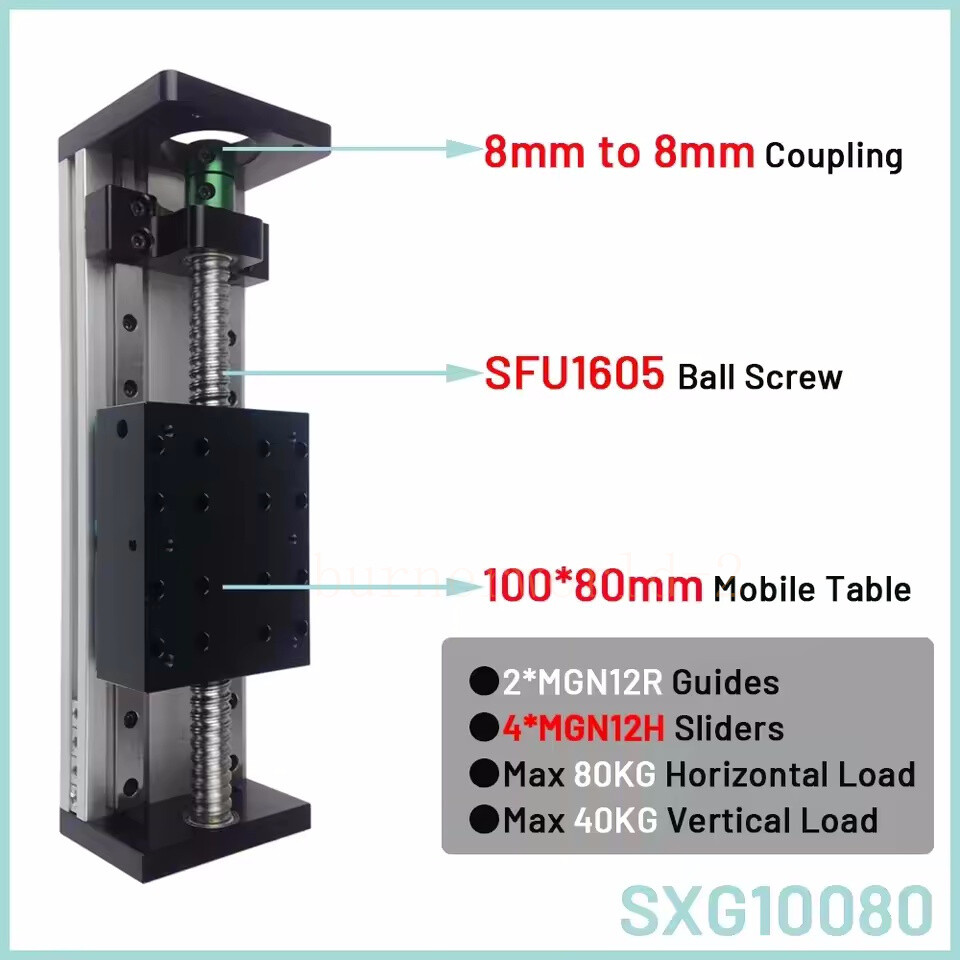 Double Square Linear Guide Sliding Table SFU 1204/1605/1610 100-1000mm Stroke